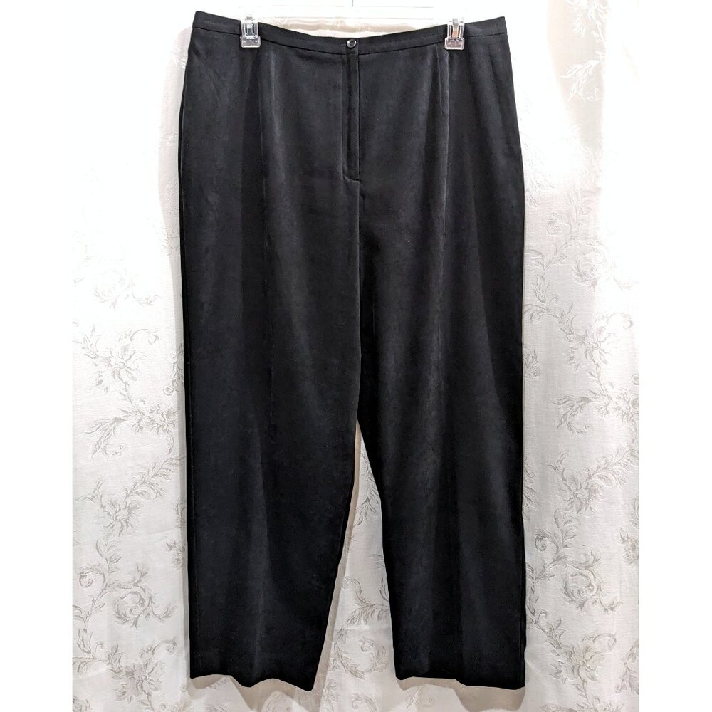 Vintage 90s Stretch Suede Black Slacks Pants 18W Vegan Suede Soft Comfy Cozy